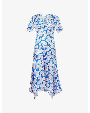 Stella McCartney Daisy-Print Silk Midi Dress - Blue