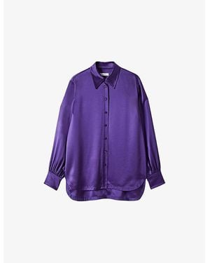 JOSEPH Dieu Long-Sleeved Satin Blouse - Purple