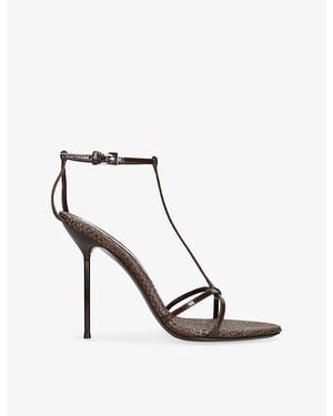 Paris Texas Lidia T-Strap 105 Leather Heeled Sandals - White