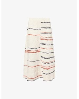 ME+EM Bouclé Striped Knitted Maxi Skirt - White