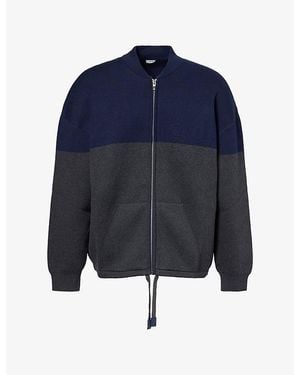 Loewe Anagram Patch Knitted Cotton-Blend Cardigan - Blue