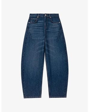 Maje Balloon Wide-Leg Martingale Denim Jeans - Blue