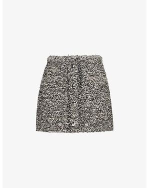 Isabel Marant Ecru Gleny Two-Slip-Pockets Knitted Mini Skirt - Grey