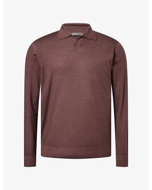 Corneliani Open-Collar Virgin-Wool Polo Jumper - Brown