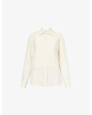 Givenchy Pleated-Front Pointed-Collar Silk Shirt - White