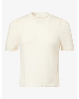 ME+EM Pouf-Sleeve Cashmere And Wool Blend Top - White