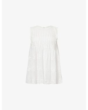 Free People Moon Magic Pleated Cotton-Blend Top - White