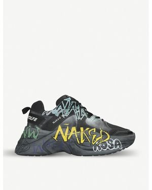 Naked Wolfe Graffiti Platform Low Top Trainers - Black