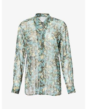 Dries Van Noten Floral-Print Pleated Woven Shirt - Green