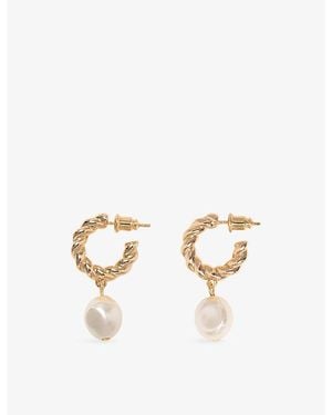 Maje Twisted Bead Brass Hoop Earrings - Metallic