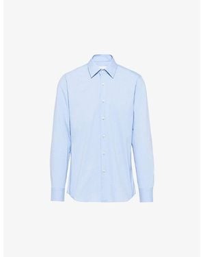 Prada Collared Slim-Fit Cotton-Blend Shirt - Blue