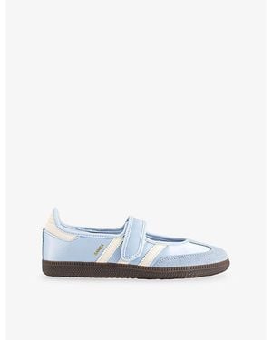 adidas Samba Jane Satin And Suede Trainers - Blue