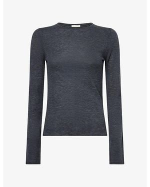 ME+EM Barely There Merino-Wool And Cashmere-Blend Top - Blue