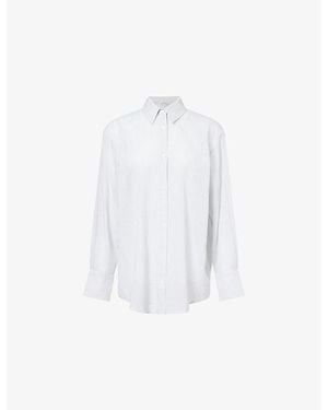 Anine Bing Plaza Striped Cotton Shirt - White