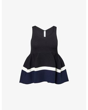 CFCL Pottery Sleeveless Flared-Hem Knitted Top - Blue