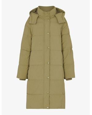 Whistles Una Relaxed-Fit Hooded Shell Quilted Coat - Green
