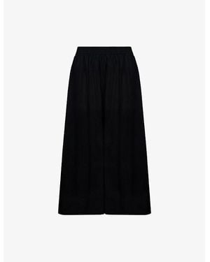 Ro&zo Elasticated-Waist Wide-Leg Cotton-Poplin Culottes - Black