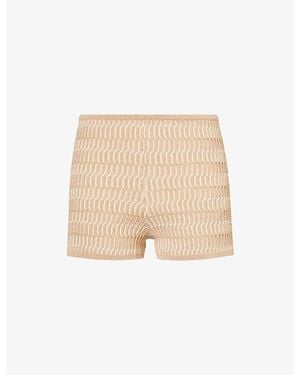 Devon Windsor Grazia Metallic Knit Shorts - Natural