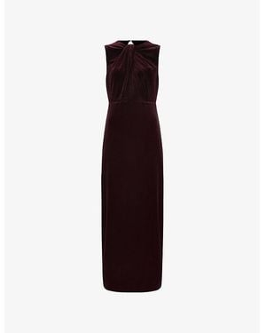 Phase Eight Petite Ava Twist-Front Stretch-Velvet Maxi Dress - Purple