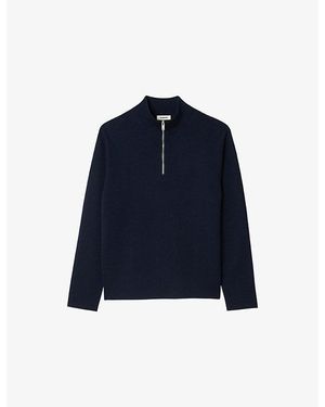 Sandro Half-Zip Wool Sweater - Blue