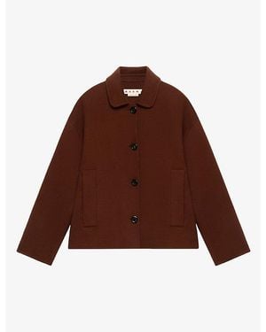 Marni Short Dropped-Shoulder Wool And Cashmere Jacket - Brown