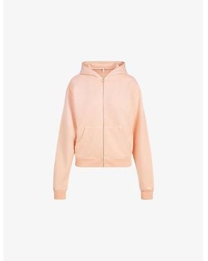 Skims French Terry Zip-Up Cotton Hoody - Pink