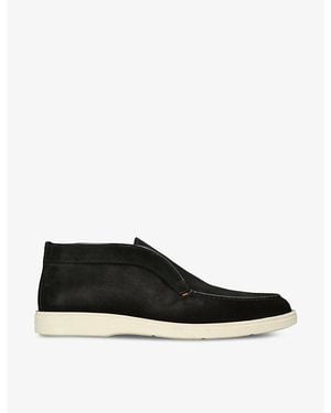 Santoni Detroit Slip-On Suede Desert Boots - Black