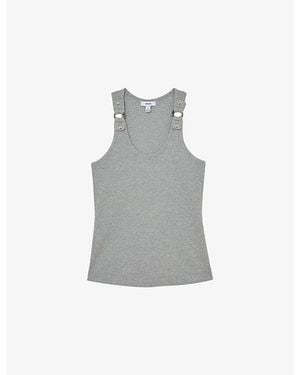 Reiss Vinnie Hardware-Embellished Stretch-Cotton Vest - Gray