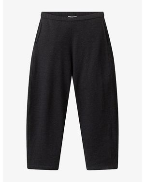 The White Company Elasticated-Waist Barrel-Leg Stretch-Jersey Trousers - Black