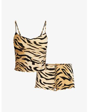 Skims Sleep Tiger-Print Stretch-Modal Pyjama Set - Metallic