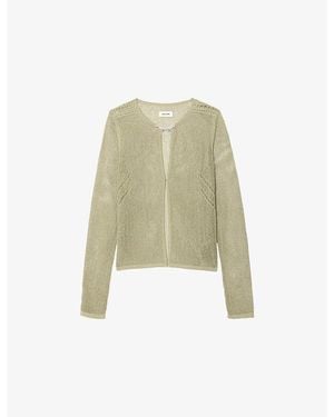 Zadig & Voltaire Saya Open-Knit Cotton Cardigan - Green