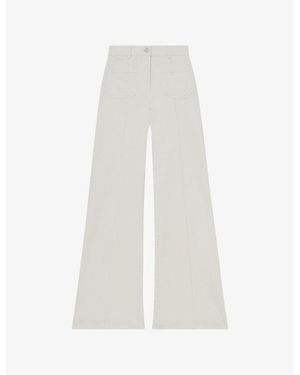Reiss Sakura Flared Patch-Pocket Stretch-Denim Jeans - White