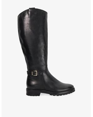 Dune Tabbey Leather Knee-High Boots - Black