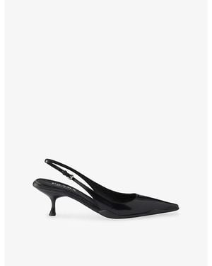 Prada Brushed Leather Slingback Heels - Black