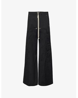 Rick Owens Cargobelas Multi-Pockets Wide-Leg Relaxed-Fit Stretch-Cotton Trousers - Black