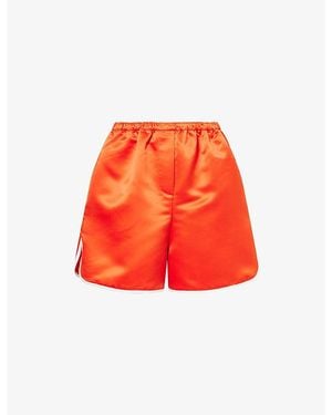 Frankie Shop Adia Contrast-Hem Satin Shorts - Red
