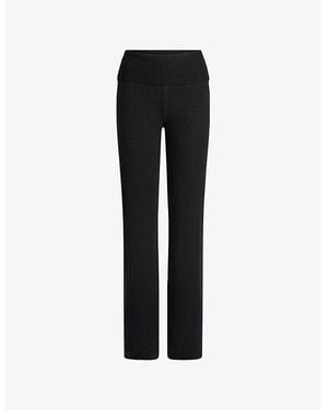 Skims Foldover-Waistband Straight-Leg Wool-Blend Trousers - Black