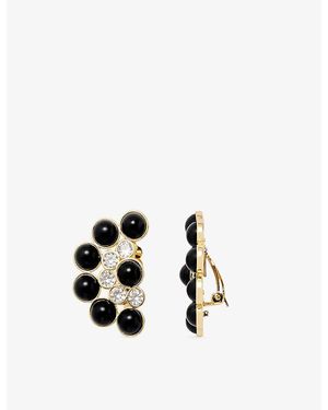 The Kooples Beaded Brass Stud Earrings - Black