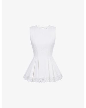 House Of Cb Marnie Lace-Trim Stretch-Cotton Top Xs (A-C Cup) - White