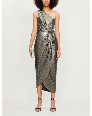 Ted Baker Gabria One Shoulder Drape Midi Dress - Metallic