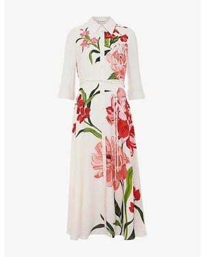 Phase Eight Anabella Floral-Print Woven Midi Dress - Red