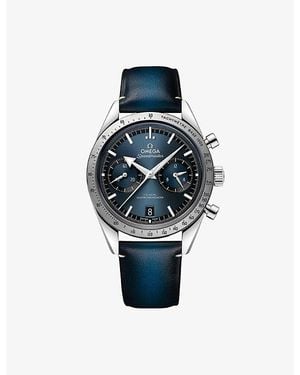 Omega Speedmaster '57 Stainless-Steel And Leather Manual Watch 40.5Mm - Blue