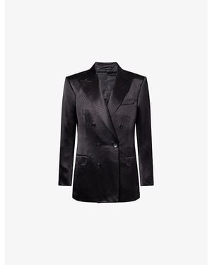 Tom Ford Polka-Dot Double-Breasted Silk-Blend Jacket - Black