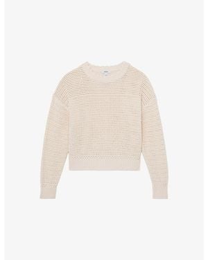 Reiss Bonnie Open-Stitch Cotton Sweater - White