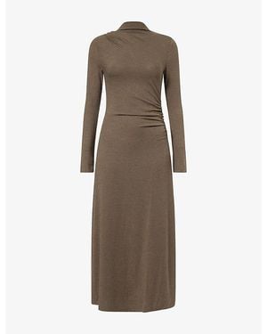 Rails Margaret Draped-Panel Jersey Midi Dress - Brown