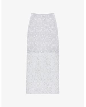 Ro&zo Floral Sequin And Bead-Embellished Maxi Skirt - White