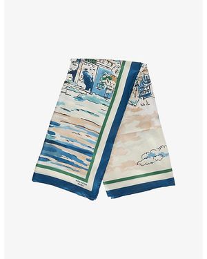 Weekend by Maxmara Printed Square Silk Scarf - Blue