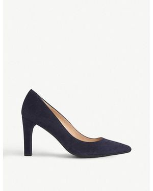 LK Bennett Tess Block Heel Suede Courts - Blue