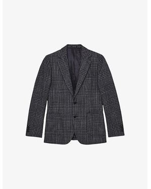 Reiss Jacob Checked Single-Breasted Wool-Blend Blazer - Blue