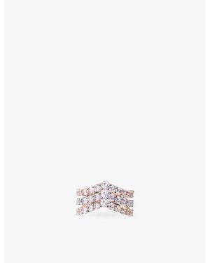 Maje Two-Tone Brass And Rhinestone Ring - White